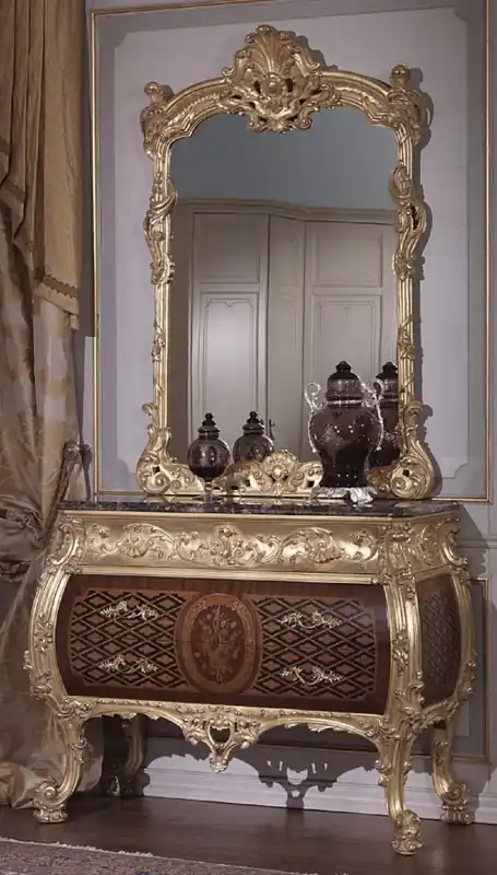Casa Padrino cómoda barroco de lujo con espejo marrón / negro / oro - Magnífica muebles barrocos - Mobiliario de Hotel - Mobiliario de Castillo - Calidad de Lujo - Hecho en Italia Echt