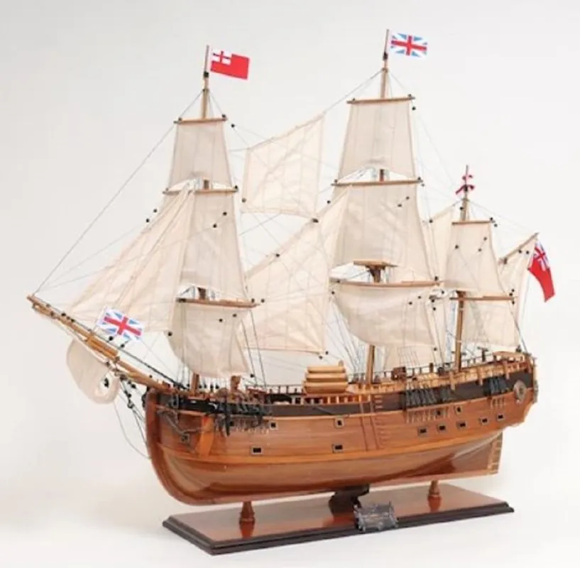 Casa Padrino velero de lujo HMS Endeavour con soporte de madera maciza marrón 95 x 30 x A. 81 cm - Barco de decoración hecho a mano barco de madera - Modelo de Barco - Accesorios Decorativos Knallerangebot