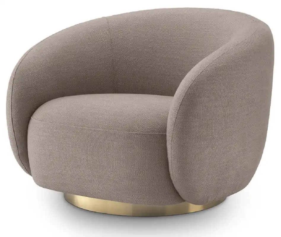 Highlight Casa Padrino sillón giratorio de lujo arena / latón 96 x 85 x A. 74 cm - Sillón de Salón - Muebles de Salón - Calidad de Lujo