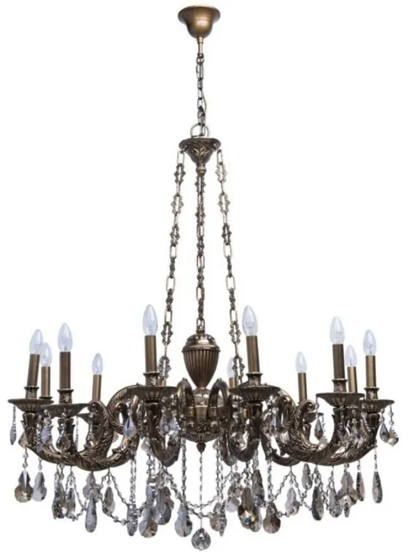 Casa Padrino araña de luces barroco de lujo bronce Ø 100 x A. 240 cm - Magnífica lámpara de araña de latón con cristal de alta calidad - Muebles Barrocos Top-Seller