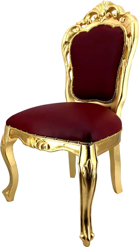 Kracherpreis Casa Padrino Silla de comedor barroca de lujo Aspecto de cuero rojo burdeos / Dorado - Silla barroca de diseño - Calidad de lujo