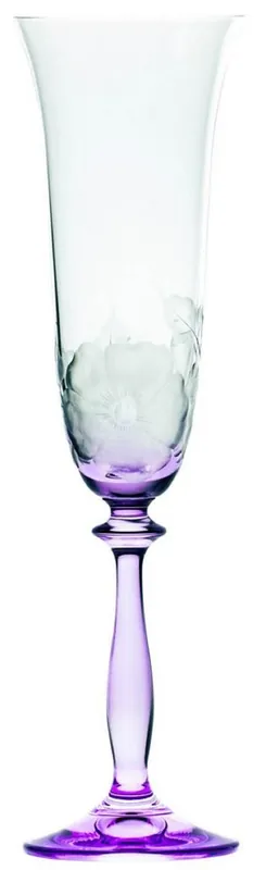 Top-Preis Casa Padrino conjunto de 6 copas de champán barroco de lujo púrpura Ø 7 x A. 24,5 cm - Copas de champán hechas a mano y grabadas a mano con diseño de flores - Accesorios para Hoteles y Restaurantes