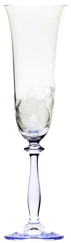 Casa Padrino conjunto de 6 copas de champán barroco de lujo azul Ø 7 x A. 24,5 cm - Copas de champán hechas a mano y grabadas a mano con diseño de flores - Accesorios para Hoteles y Restaurantes Expressversand