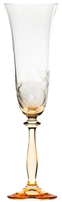 Heißes Angebot Casa Padrino conjunto de 6 copas de champán barroco de lujo naranja Ø 7 x A. 24,5 cm - Copas de champán hechas a mano y grabadas a mano con diseño de flores - Accesorios para Hoteles y Restaurantes