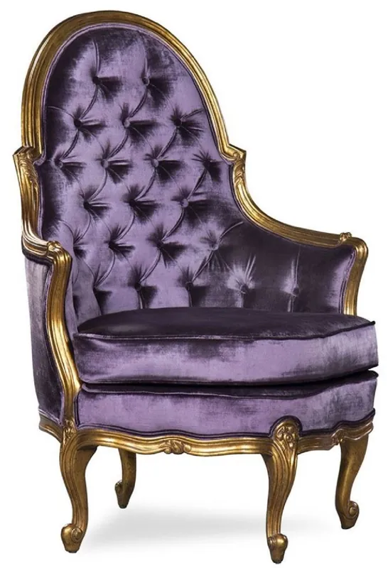 Direkt Vom Hersteller Casa Padrino sillón barroco de lujo púrpura / oro - Sillón de salón adornado de estilo antiguo - Muebles de salón barrocos - Noble y Magnífico