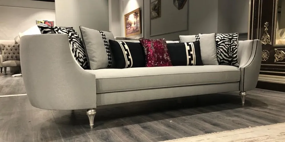 Casa Padrino sofá barroco de lujo plata / plata antigua - Sofá de salón hecho a mano - Muebles de salón barrocos nobles Sichere Zahlung