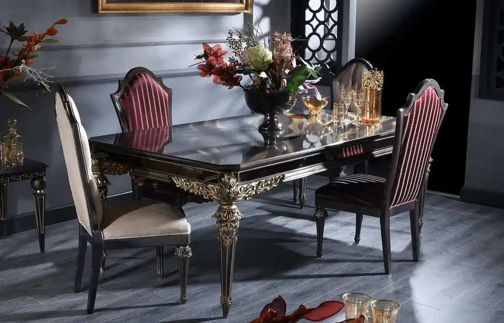 Knallerangebot Casa Padrino conjunto de comedor barroco de lujo - 1 Mesa de Comedor y 6 Sillas de Comedor - Muebles de comedor hecho a mano en estilo barroco