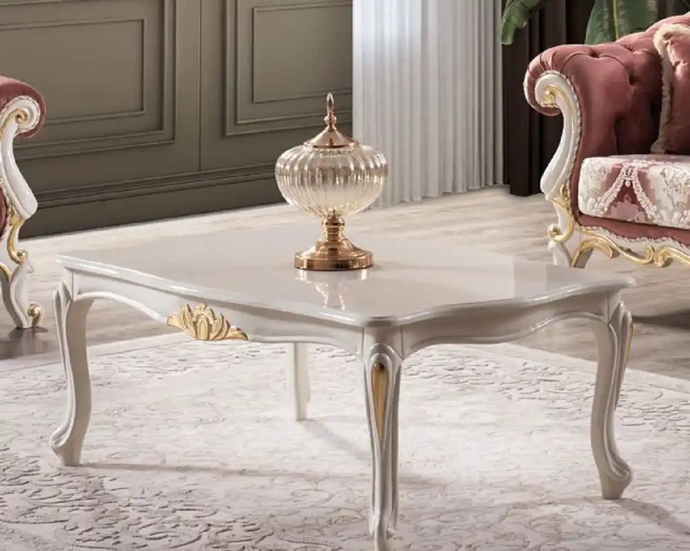 Casa Padrino mesa de centro barroco de lujo blanco / oro - Mesa de salón de madera maciza hecha a mano en estilo barroco - Muebles de salón nobles en estilo barroco Sale