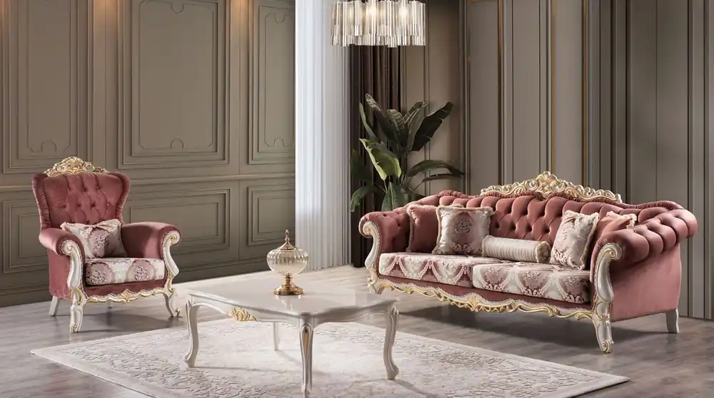 Casa Padrino conjunto de sala de estar barroco de lujo rojo / blanco / oro - 2 Sofás y 2 Sillones y 1 Mesa de Centro - Muebles de sala barrocos magnífico Nur Für Kurze Zeit