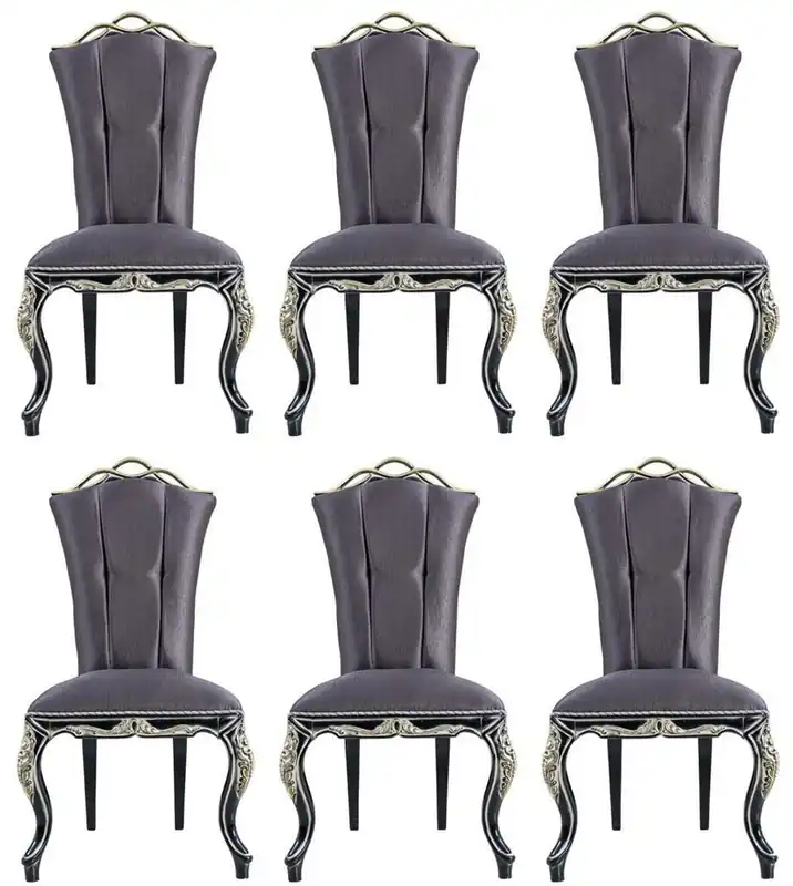 Günstig Casa Padrino conjunto de sillas de comedor barroco de lujo púrpura / negro / oro - Conjunto de sillas de cocina de 6 hecho a mano - Muebles de comedor barrocos - Noble & Splendid