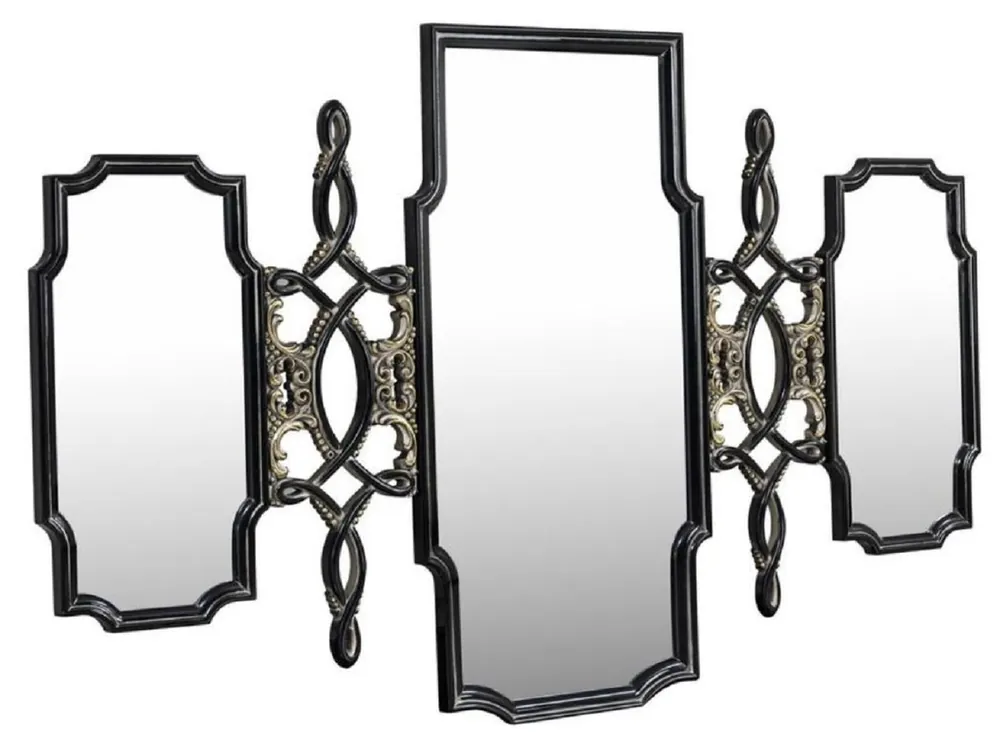 Casa Padrino espejo barroco de lujo negro / oro - Magnífico espejo de pared hecho a mano de estilo barroco - Espejo de armario de estilo antiguo - Espejo de salón Schneller Versand