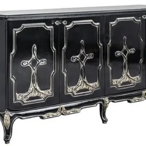 Abverkauf Casa Padrino aparador barroco de lujo negro / oro - Mueble de madera maciza hecho a mano con 4 puertas - Muebles barrocos - Noble y Magnífico
