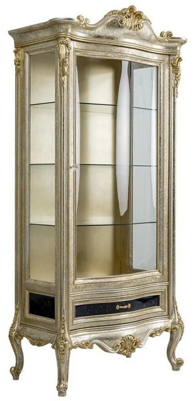 Schnäppchen Casa Padrino vitrina barroco de lujo plata / oro - Vitrina de madera maciza hecha a mano - Muebles de sala barrocos