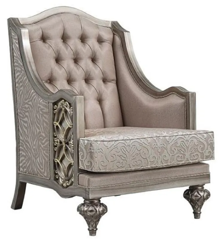 Casa Padrino sillón barroco de lujo rosa / plata - Sillón hecho a mano de estilo barroco con patrón elegante y cojín decorativo - Suntuosos muebles de salón barroco Geprüft