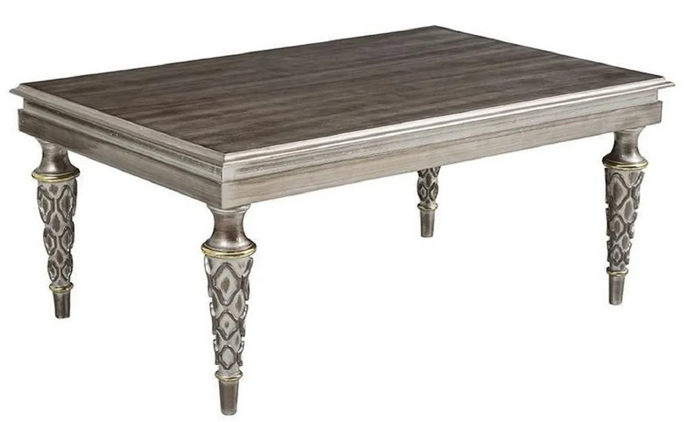 Casa Padrino mesa de centro barroca de lujo plata - Mesa de salón rectangular de madera maciza - Muebles Barrocos - Noble y Magnífico Top-Angebot