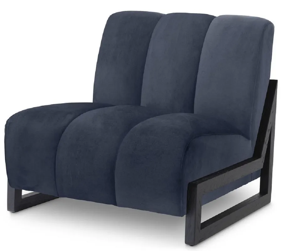 Casa Padrino sillón de terciopelo de lujo azul medianoche / negro 83,5 x 90 x A. 83,5 cm - Sillón de Salón - Sillón de Hotel - Muebles de Lujo Highlight
