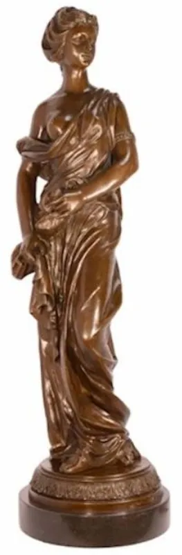 Casa Padrino escultura de bronce Art Nouveau de lujo dama bronce / negro 26,4 x 24,8 x A. 85,6 cm - Elegante figura de bronce con base de mármol - Accesorios de decoración Barroco y Art Nouveau Aktuell