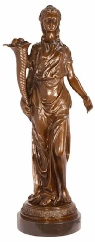 Casa Padrino escultura de bronce Art Nouveau de lujo dama bronce / negro 36 x 24,8 x A. 85,4 cm - Elegante figura de bronce con base de mármol - Accesorios de decoración Barroco y Art Nouveau Super-Preis