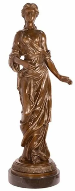 Casa Padrino escultura de bronce Art Nouveau de lujo dama bronce / negro 31,9 x 24,8 x A. 85,7 cm - Elegante figura de bronce con base de mármol - Accesorios de decoración Barroco y Art Nouveau Expressversand