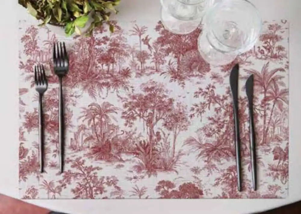 Casa Padrino conjunto de 6 posavasos de mesa de lujo de 6 jungla blanco / rojo 35 x 50 cm - Manteles individuales de diseño - Decoración de la mesa de comedor - Colección de Lujo Ausverkauf