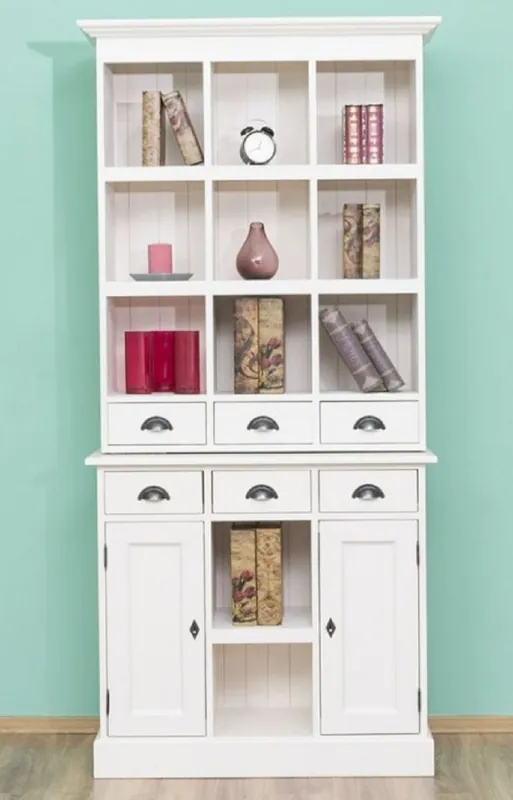 Begrenztes Angebot Casa Padrino armario de estilo campestre blanco 97 x 40 x A. 210 cm - Armario estante de madera maciza con 2 puertas y 6 cajones - Muebles de Estilo Campestre