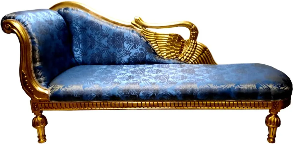 Casa Padrino chaise longue barroca patrón azul / oro - alas doradas - muebles de estilo antiguo Begrenztes Angebot