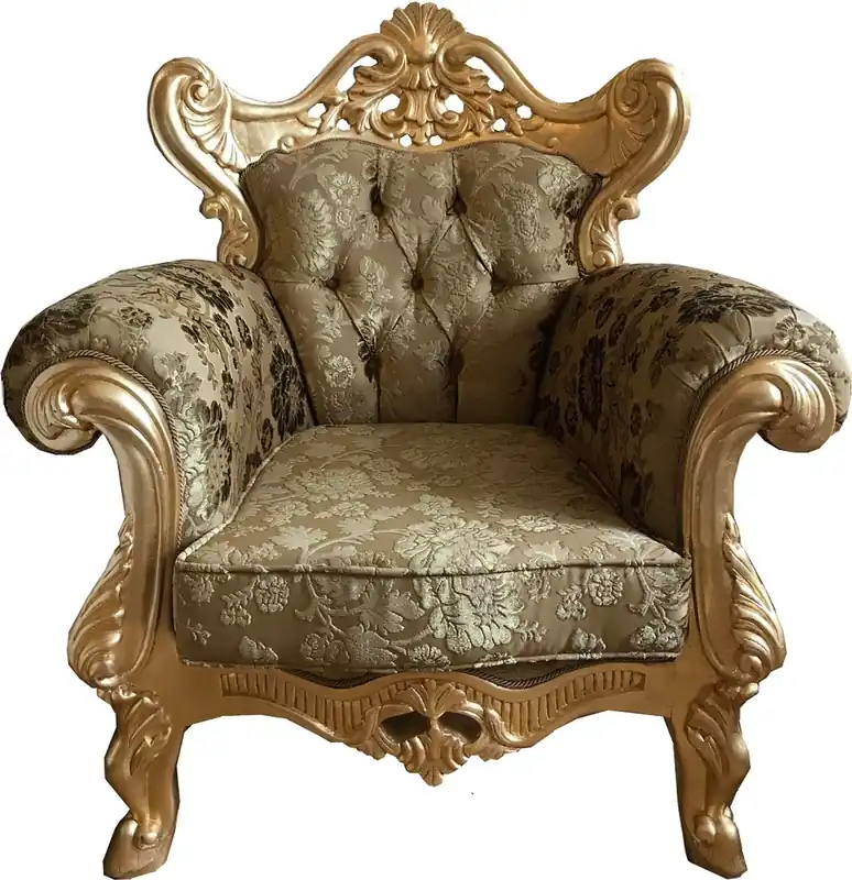 Casa Padrino sillón barroco de lujo oro patrón / oro - Magnífico sillón de salón con patrón floral elegante - Muebles Barrocos Ausverkauf