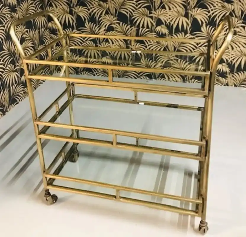 Casa Padrino carrito de servicio de metal de lujo con placas de vidrio latón 86 x 68 x A. 90 cm - Carrito para Restaurante Hotel Catering - Accesorios de Lujo Angebot