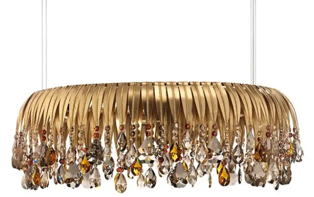 Neue Kollektion Casa Padrino araña de luces de lujo oro / multicolor Ø 75 x A. 27 cm - Araña de luces redonda de metal con cristal Swarovski - Calidad de Lujo