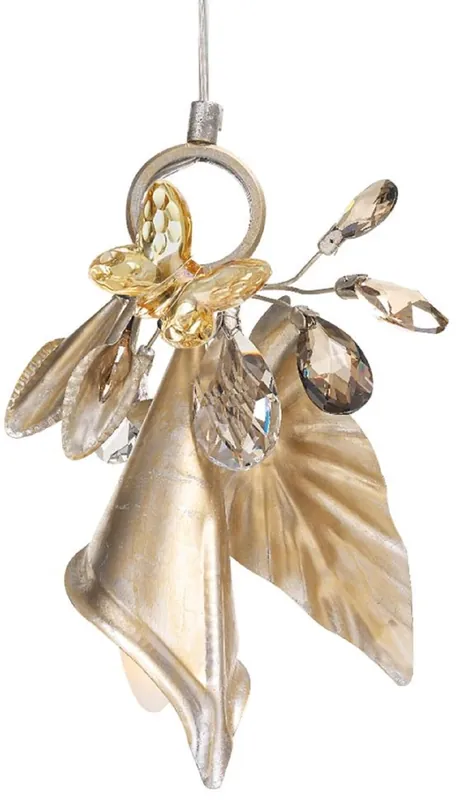 Must-Have Casa Padrino lámpara de araña de lujo con mariposa plata / oro / ámbar 20 x 10 x A. 30 cm - Lámpara de araña de cristal moderna con cristal Swarovski - Calidad de Lujo
