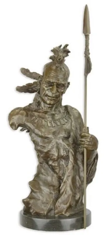 Casa Padrino escultura de bronce de lujo guerrero indio bronce / negro 25,5 x 22,3 x A. 47,5 cm - Figura de Bronce - Figura de Decoración - Accesorios de Decoración - Colección de Lujo Aktuell