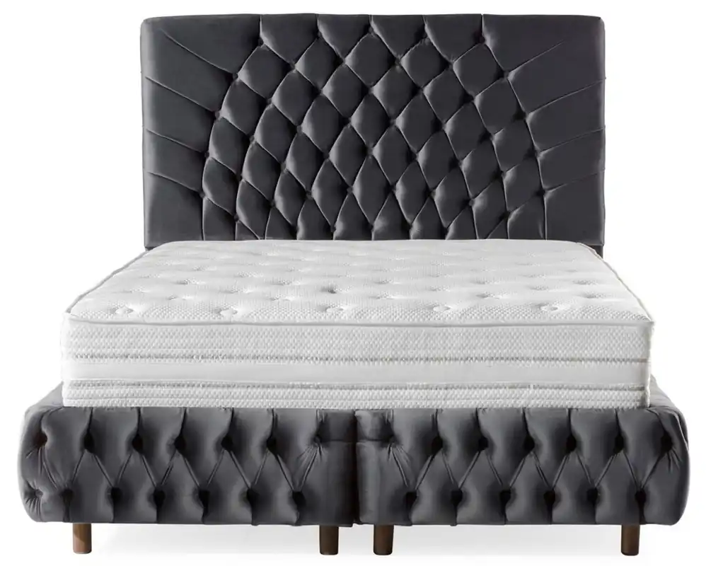 Sale Casa Padrino cama doble de lujo gris / marrón - Varios Tamaños - Cama moderna con colchón - Muebles de Dormitorio