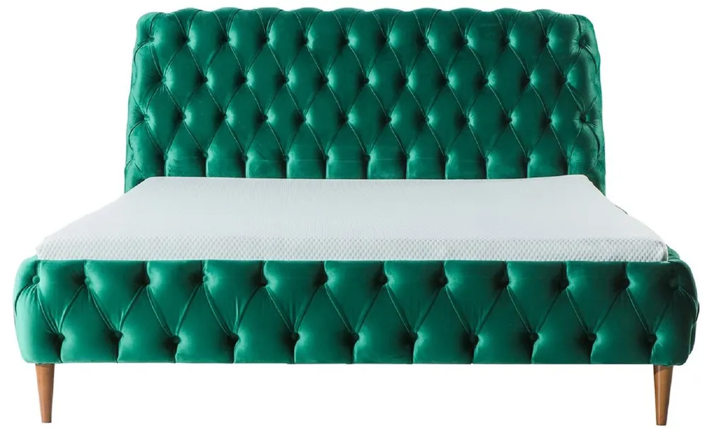 Direkt Vom Hersteller Casa Padrino cama doble Chesterfield de lujo verde / marrón - Varios Tamaños - Cama moderna con colchón - Muebles de Dormitorio
