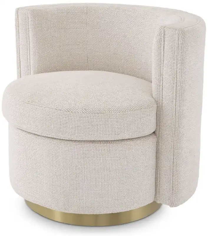 Neu Im Sortiment Casa Padrino sillón giratorio de lujo crema / oro mate 80 x 73 x A. 71,5 cm - Sillón de salón tapizado - Muebles de salón de lujo