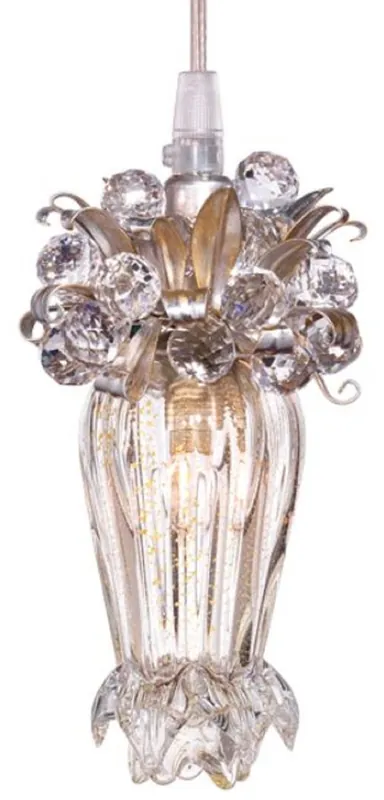 Casa Padrino lámpara de araña LED de lujo plata / oro Ø 10 x A. 19 cm - Lámpara de araña de cristal moderna con cristal Swarovski - Calidad de Lujo Schneller Versand