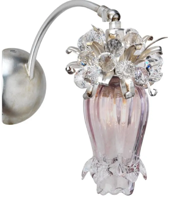 Direkt Vom Hersteller Casa Padrino lámpara de pared de lujo con cristal Swarovski plata / oro / púrpura 10 x 21 x A. 20 cm - Lámpara de pared de salón - Lámpara de pared de hotel - Colección de Lujo