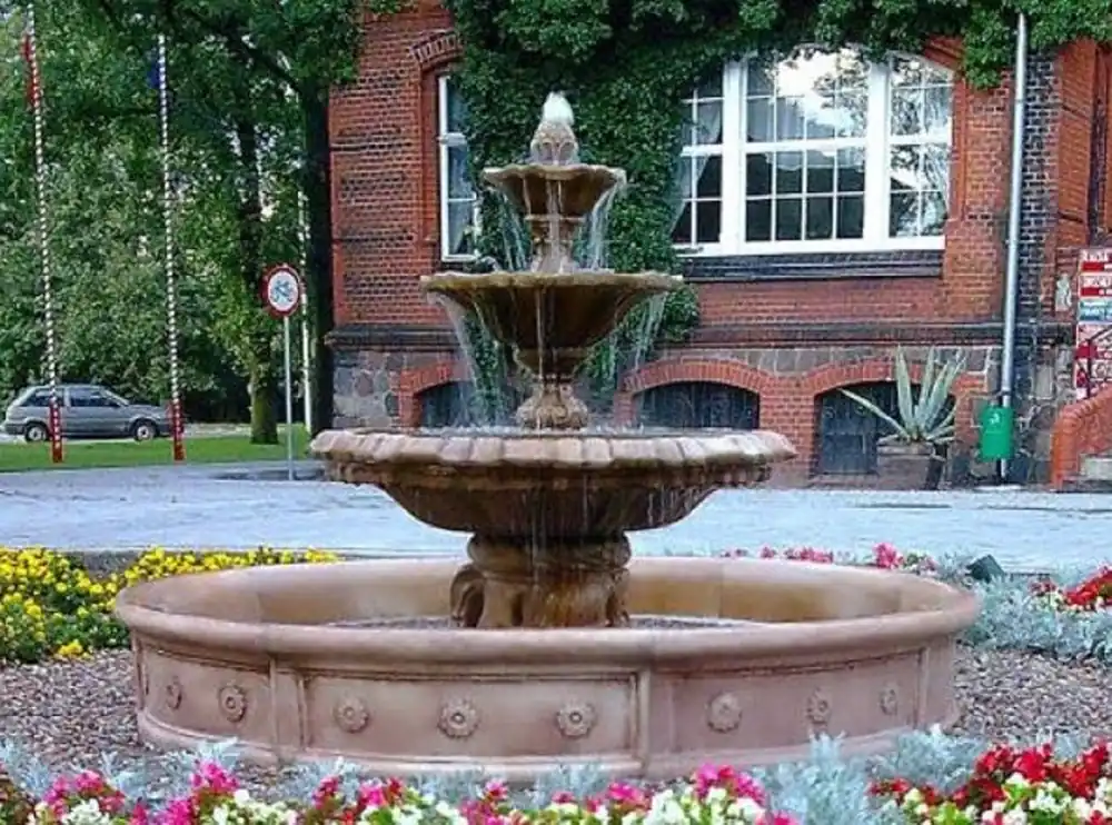 Casa Padrino fuente barroco con borde marrón Ø 265 x A. 180 cm - Fuente de decoración de jardín - Magníficos accesorios de decoración de jardín barroco Bestseller