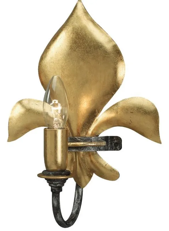 Casa Padrino lámpara de pared barroco de lujo lirio francés oro / antracita / plata 24 x 11 x A. 30 cm - Elegante lámpara de pared de salón en estilo barroco - Luces Barrocos Top-Seller