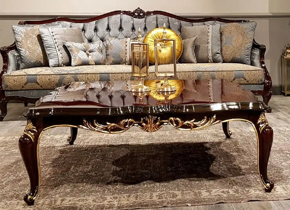 Casa Padrino mesa de centro barroco de lujo marrón oscuro - Mesa de salón de madera maciza hecha a mano - Muebles de salón barrocos - Noble y Magnífica Highlight