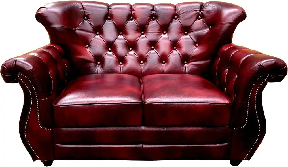 Preis Gesenkt Casa Padrino sofá de 2 plazas de cuero Chesterfield de lujo rojo burdeos - Sofá de salón de cuero auténtico - Muebles de Salón Chesterfield