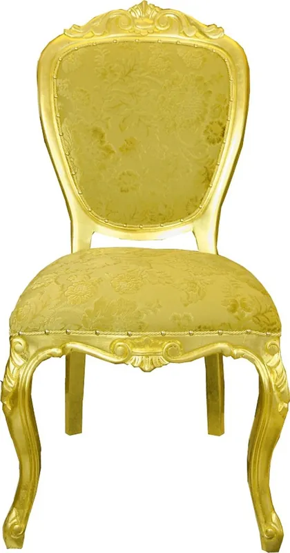 Garantierte Lieferung Pompöös by Casa Padrino silla de comedor barroco de lujo patrón de ramo oro / oro - Silla barroco pomposa diseñada por Harald Glööckler - Muebles de comedor barrocos