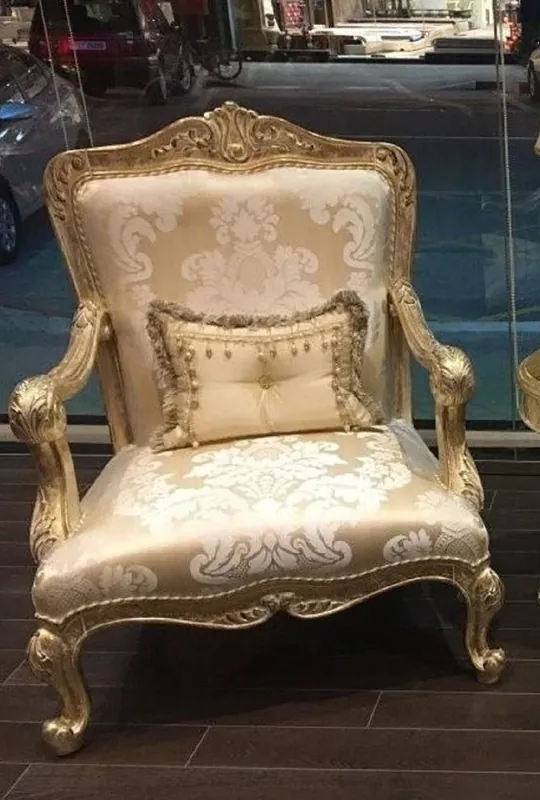 Casa Padrino sillón barroco de lujo oro / oro antiguo - Magnífico sillón de salón con patrón elegante - Muebles de salón barrocos Saisonangebot