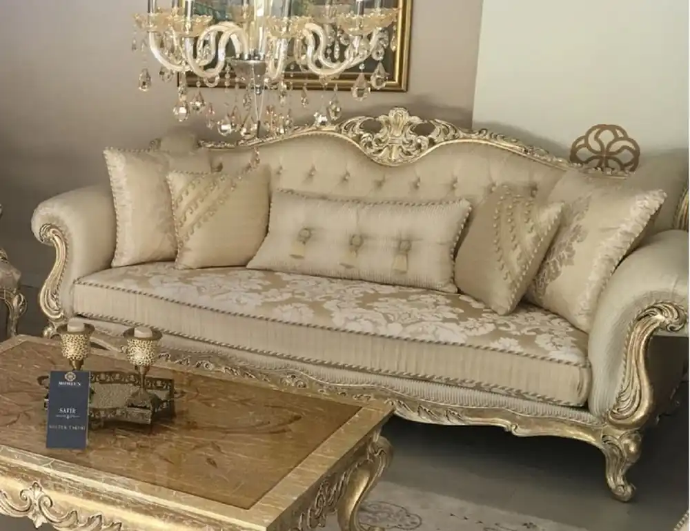 Heißes Angebot Casa Padrino sofá barroco de lujo oro / oro antiguo - Magnífico sofá de salón con patrón elegante - Muebles de salón barrocos