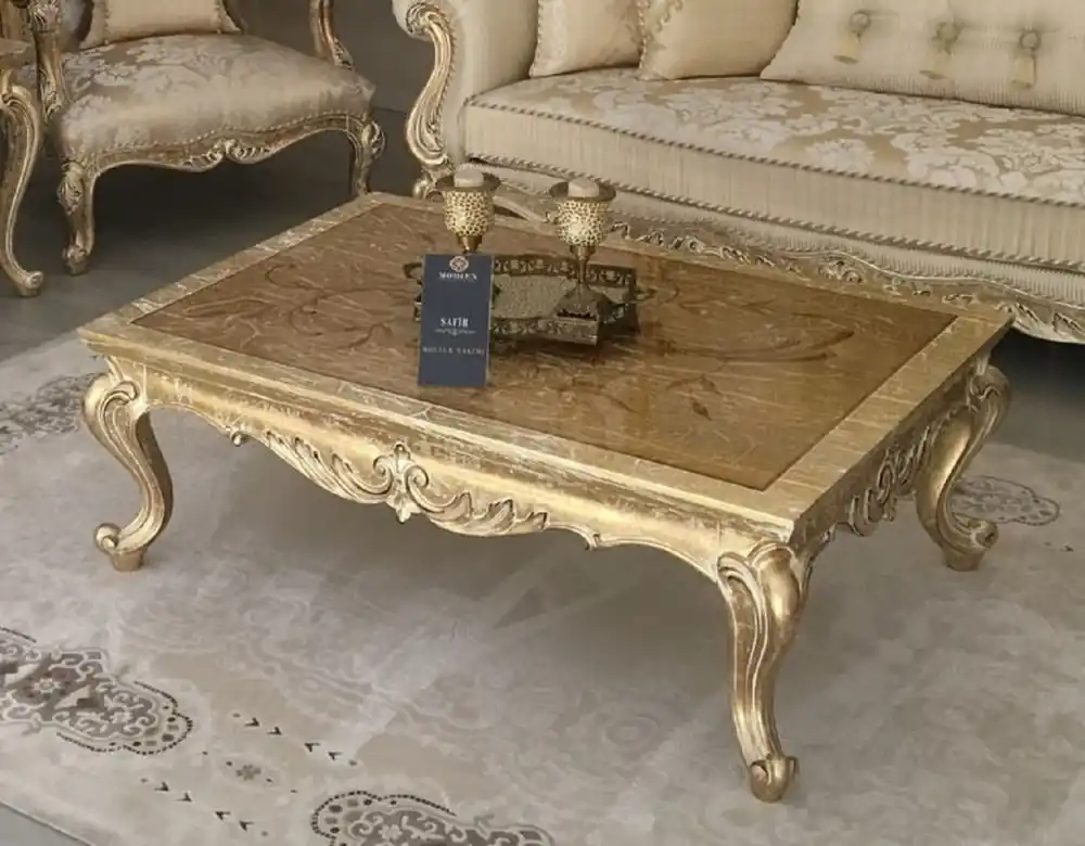 Rabatt Casa Padrino mesa de centro barroco de lujo oro antiguo - Mesa de madera maciza hecha a mano en estilo barroco - Muebles de salón barrocos - Noble y Magnífica