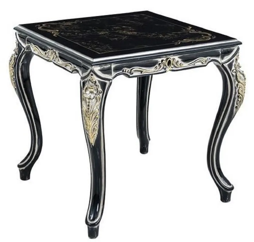 Finale Aktion Casa Padrino mesa auxiliar barroco de lujo negro / oro - Mesa hecha a mano en estilo barroco - Muebles de salón barrocos - Noble y Magnífica