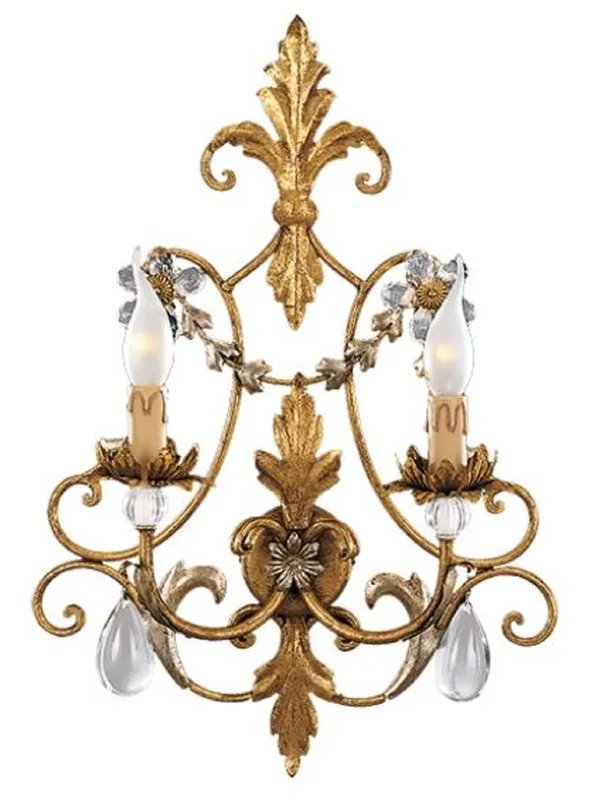 Neue Ware Casa Padrino lámpara de pared de cristal barroco de lujo oro antiguo 39 x 15 x A. 55 cm - Elegante lámpara de pared de metal con noble cristal de Bohemia - Luces Barrocos