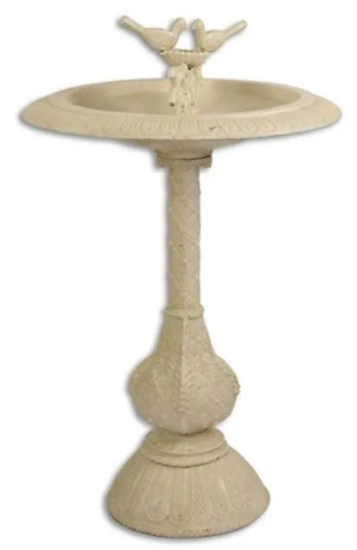 Casa Padrino baño para pájaros Art Nouveau con 2 pájaros decorativos blanco antiguo A. 77,5 cm - Baño para pájaros de hierro fundido - Accesorios de decoración de jardín y patio Neue Kollektion