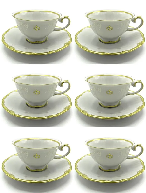 Casa Padrino conjunto de 6 tazas de café barrocos de lujo blanco / oro - Porcelana Noble de Reichenbach - Hecho en Alemania Direkt Vom Hersteller
