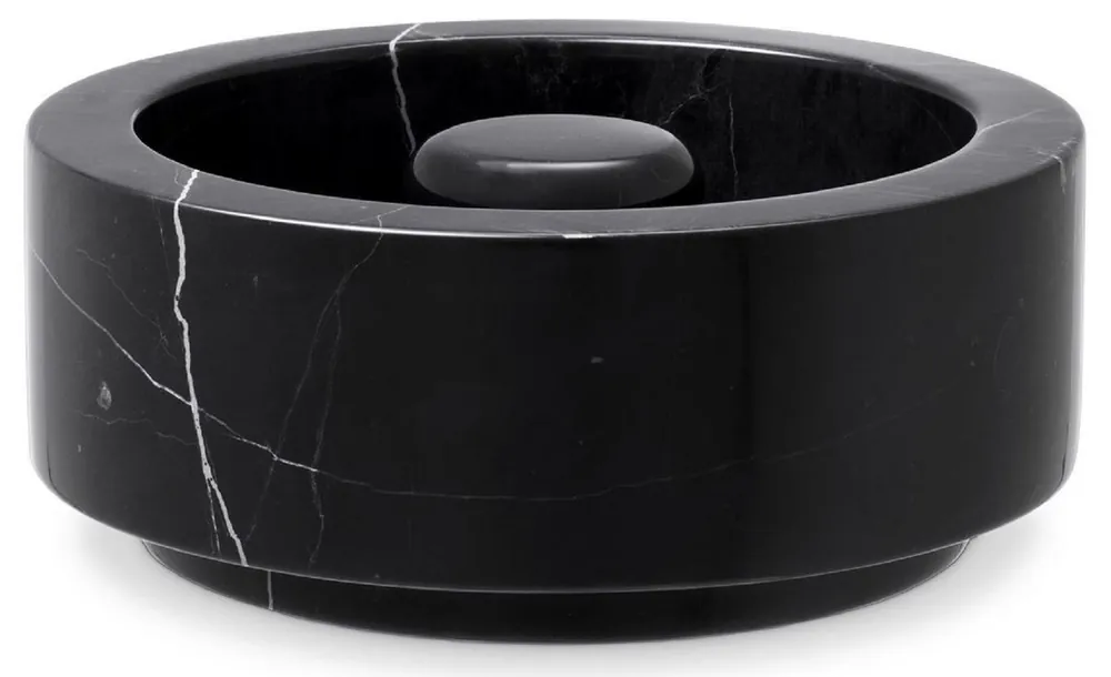 Casa Padrino cenicero de lujo negro Ø 20 x A. 7,5 cm - Cenicero redondo de mármol - Accesorios Decorativos - Calidad de Lujo Mega-Angebot