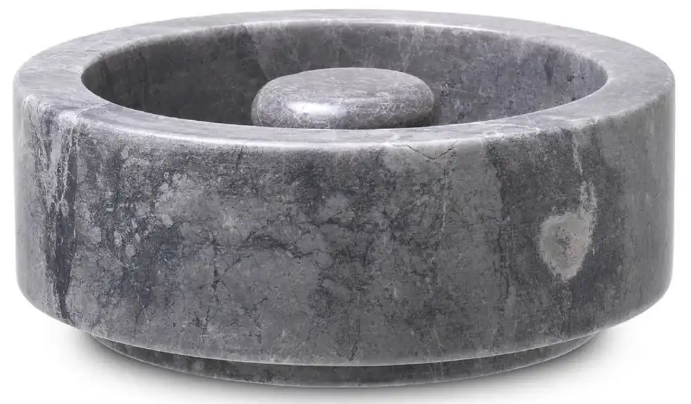 Expressversand Casa Padrino cenicero de lujo gris Ø 20 x A. 7,5 cm - Cenicero redondo de mármol - Accesorios Decorativos - Calidad de Lujo